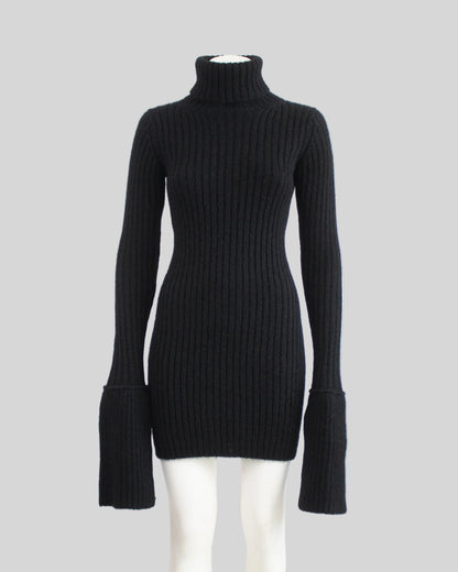 Vintage F/W 1998 Yohji Yamamoto Runway Wool Ribbed Mini Dress / M