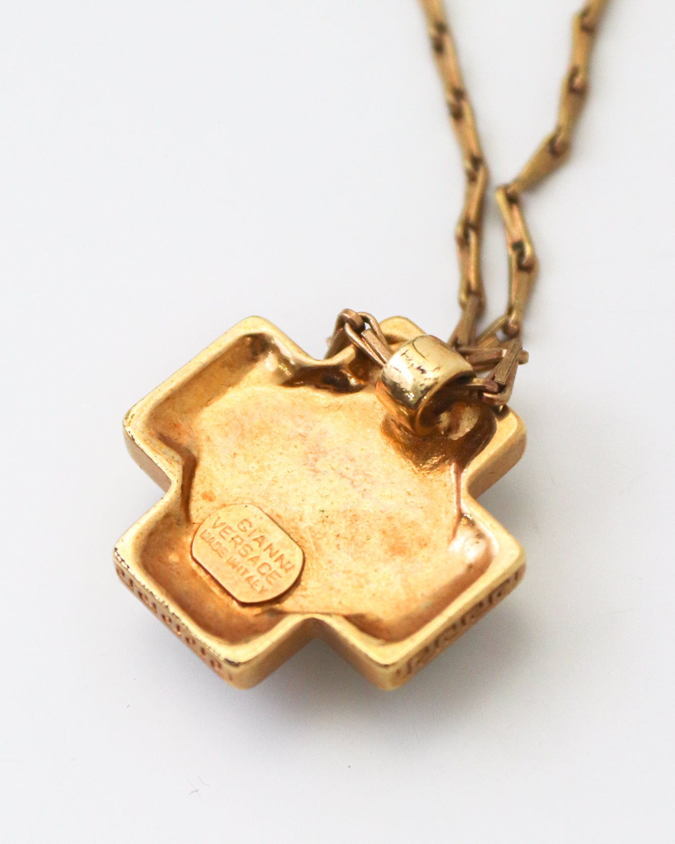 Vintage 1990s Gianni Versace Cross Pendant Medusa Necklace