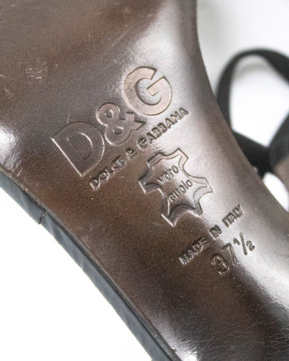 Vintage D&G Dolce&Gabbana Gold Wings Lace Up Heels / 37.5 (US 7.5)
