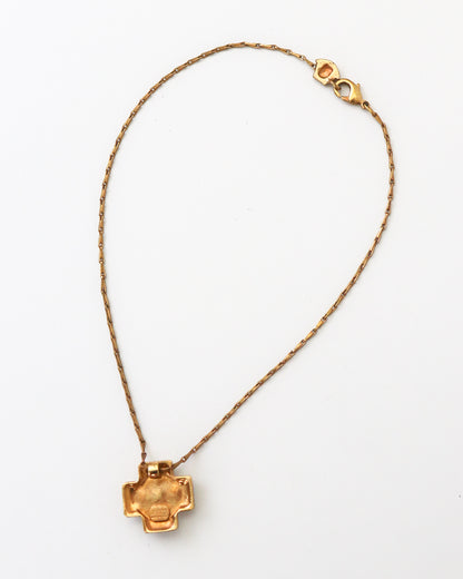 Vintage 1990s Gianni Versace Cross Pendant Medusa Necklace