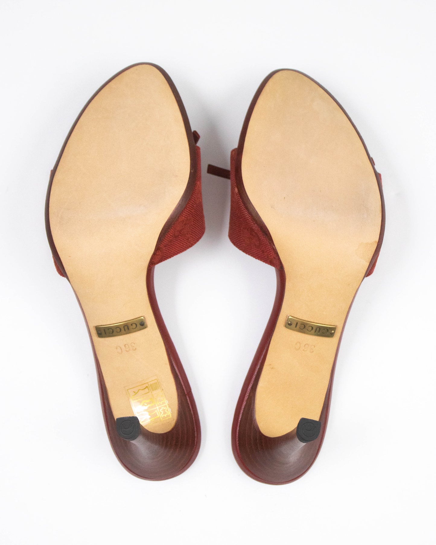 Vintage Gucci Red Monogram Canvas Mules Bow Detail / 36 (US 6)