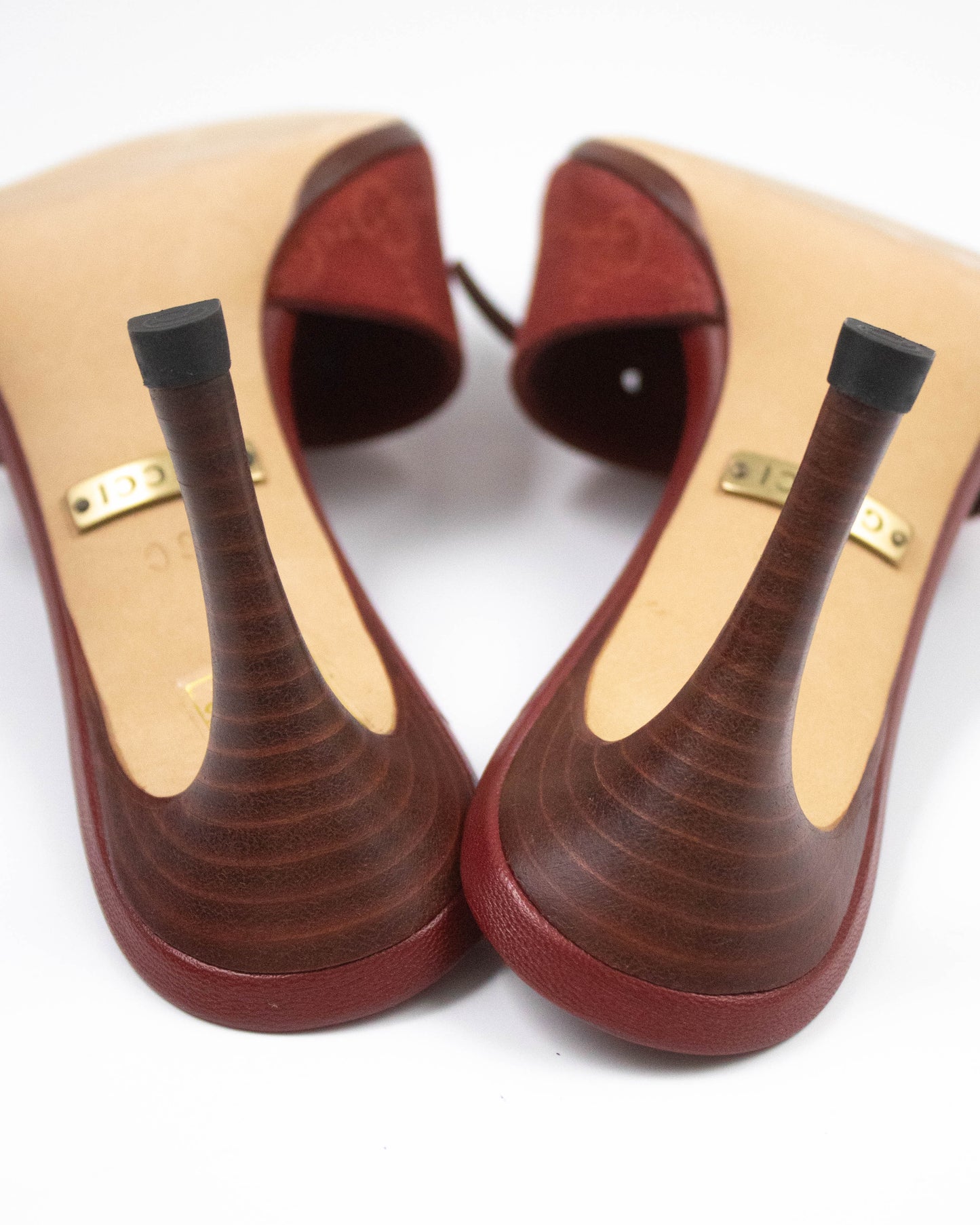 Vintage Gucci Red Monogram Canvas Mules Bow Detail / 36 (US 6)