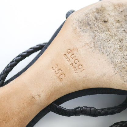 Vintage F/W 2002 Gucci by Tom Ford GG Monogram Kitten Heels Leather Rope Mules / 35 (US 5)