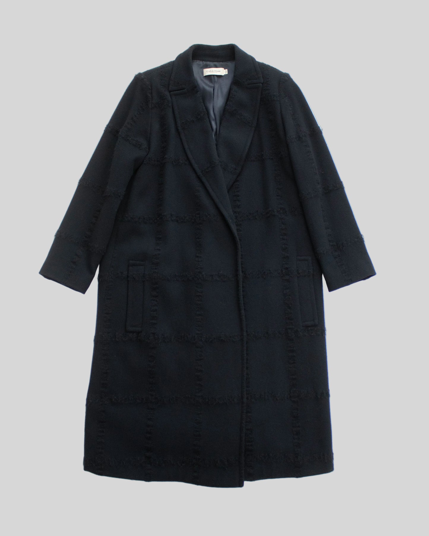 Vintage F/W 1998 Calvin Klein Collection Textured Wool Runway Coat / S