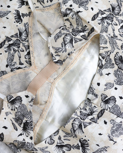 Vintage S/S 1997 Dolce&Gabbana Ivory Floral Print Linen Dress / IT 42 (S)