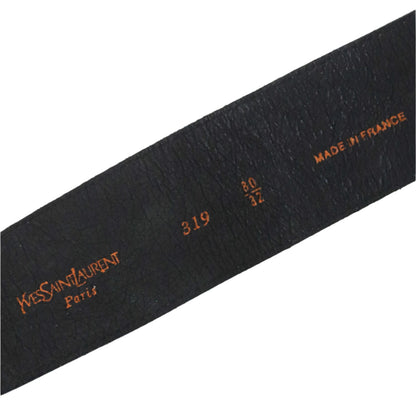 Vintage 1980s Yves Saint Laurent Jewelled Wide Leather Belt YSL Logo