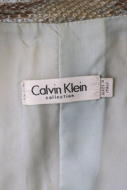 Vintage S/S 2000 Calvin Klein Collection Blue Python Leather Snakeskin Coat / S