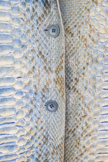 Vintage S/S 2000 Calvin Klein Collection Blue Python Leather Snakeskin Coat / S