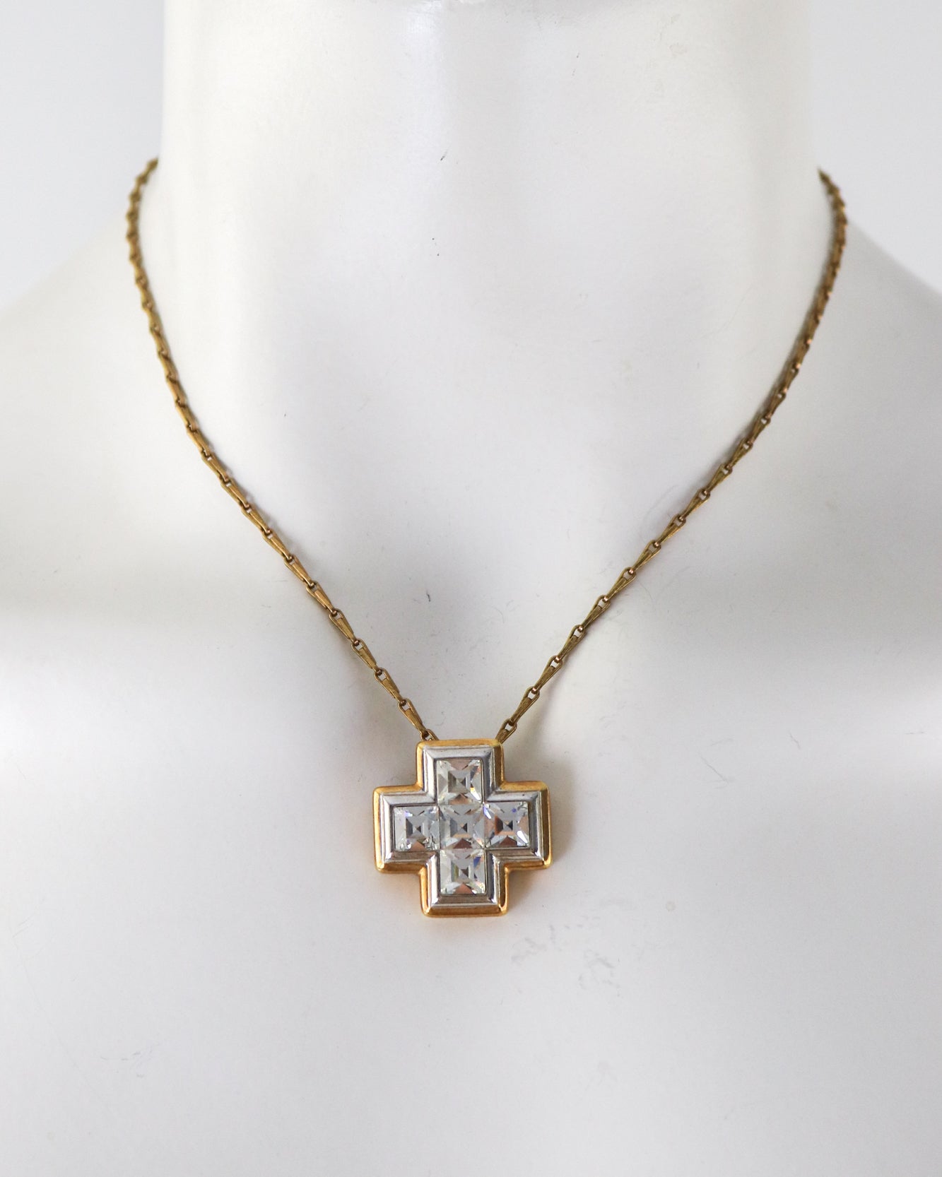 Vintage 1990s Gianni Versace Cross Pendant Medusa Necklace