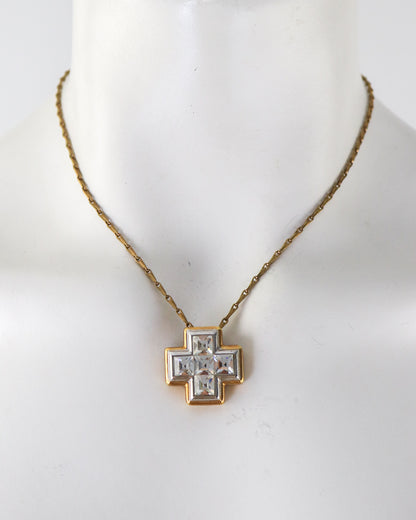 Vintage 1990s Gianni Versace Cross Pendant Medusa Necklace
