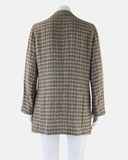 Vintage S/S 1994 Calvin Klein Collection Beige Plaid Runway Blazer Jacket / S