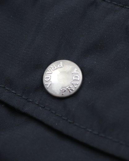 Vintage F/W 1994 Prada Leather Nylon Runway Cropped Belted Vest / M