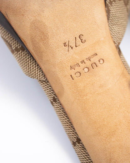 Vintage Gucci GG Monogram Canvas Mule Heels Horsebit Detail / 37.5 (US 7.5)