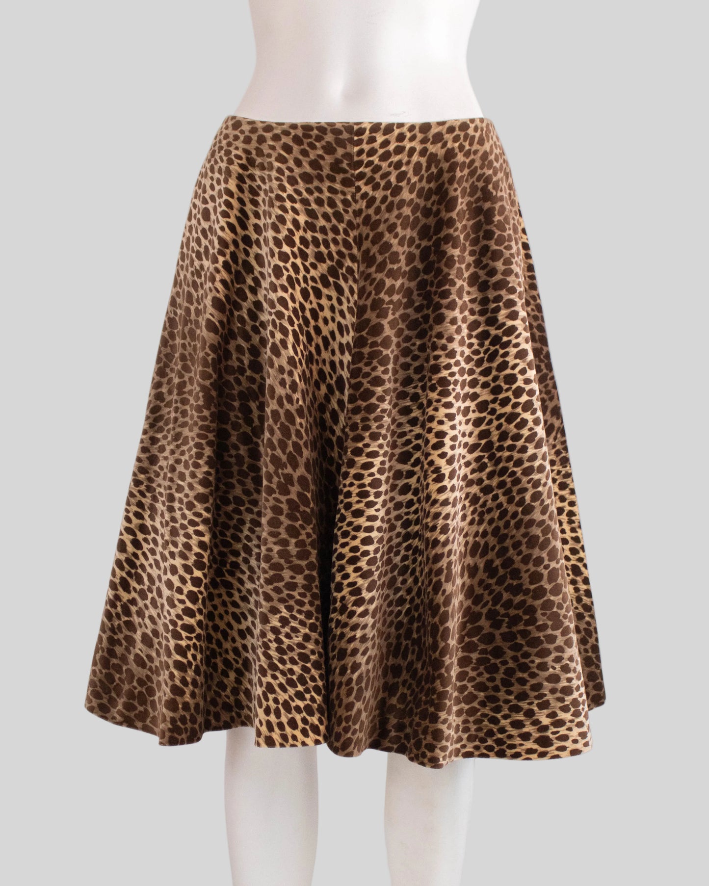 Vintage F/W 1996 Dolce&Gabbana Cheetah Animal Print Velour Flared Skirt / IT 42 (S)