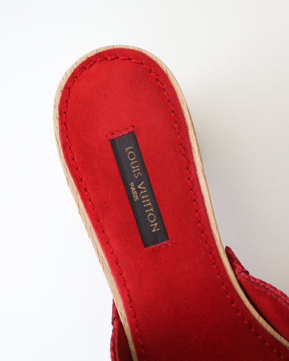 Vintage 2005 Louis Vuitton Takashi Murakami LV Monogram Cherry Wooden Clog Mules / 36.5 (US 6.5)