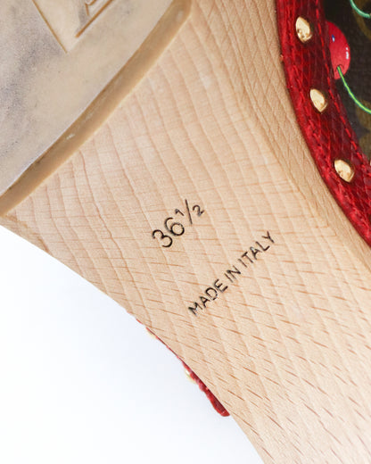 Vintage 2005 Louis Vuitton Takashi Murakami LV Monogram Cherry Wooden Clog Mules / 36.5 (US 6.5)