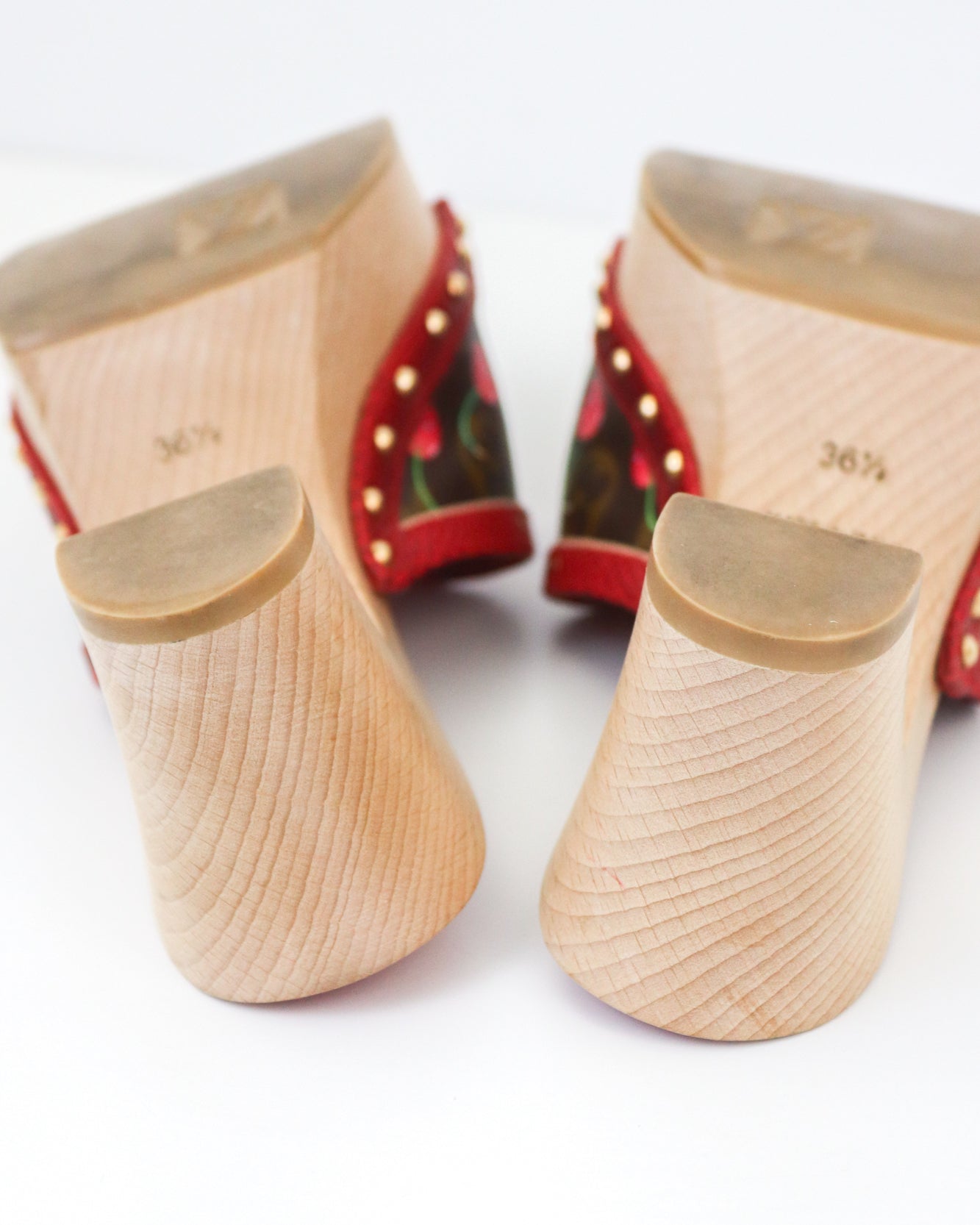 Vintage 2005 Louis Vuitton Takashi Murakami LV Monogram Cherry Wooden Clog Mules / 36.5 (US 6.5)