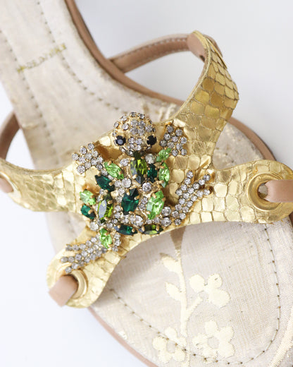 Vintage Vicini Giuseppe Zanotti Bejeweled Turtle Mule Heels / 35 (US 5)