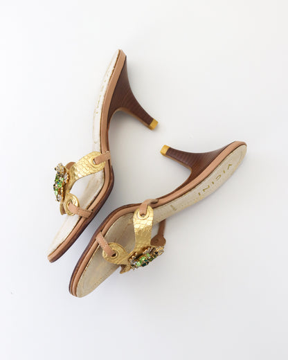 Vintage Vicini Giuseppe Zanotti Bejeweled Turtle Mule Heels / 35 (US 5)