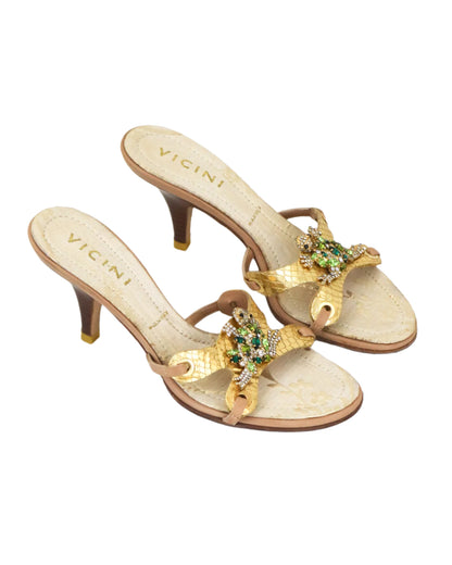 Vintage Vicini Giuseppe Zanotti Bejeweled Turtle Mule Heels / 35 (US 5)