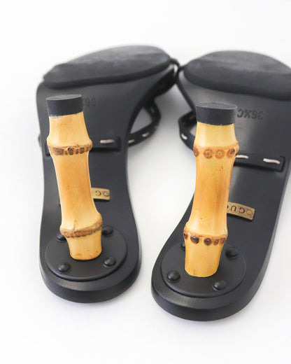 Vintage S/S 2002 Gucci by Tom Ford Black Bamboo Heel Mules / 36.5 (US 6.5)