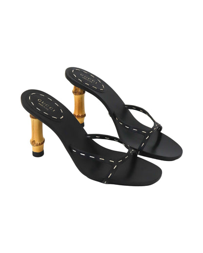 Vintage S/S 2002 Gucci by Tom Ford Black Bamboo Heel Mules / 36.5 (US 6.5)
