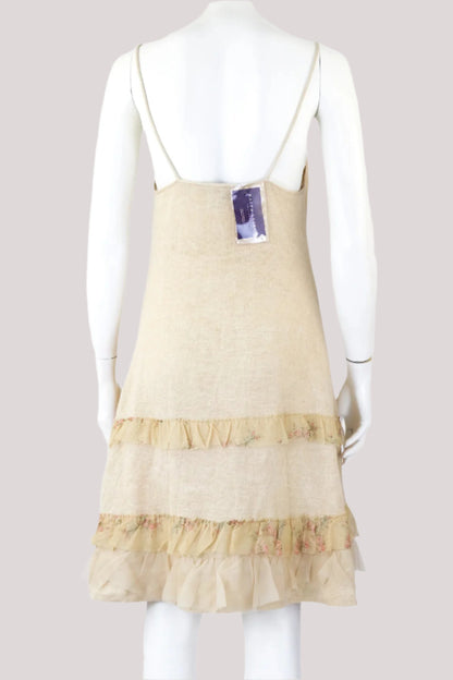 Vintage S/S 2003 Ralph Lauren Collection Purple Label Silk Cashmere Dress Floral Wallpaper Print / S-M