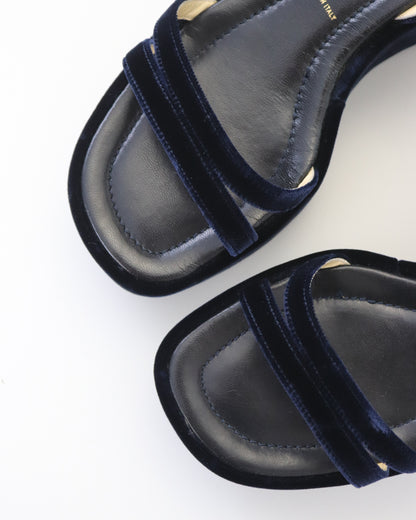 Vintage S/S 1997 Prada Blue Velvet Platform Wedge Runway Sandals / 36.5 (US 6.5)