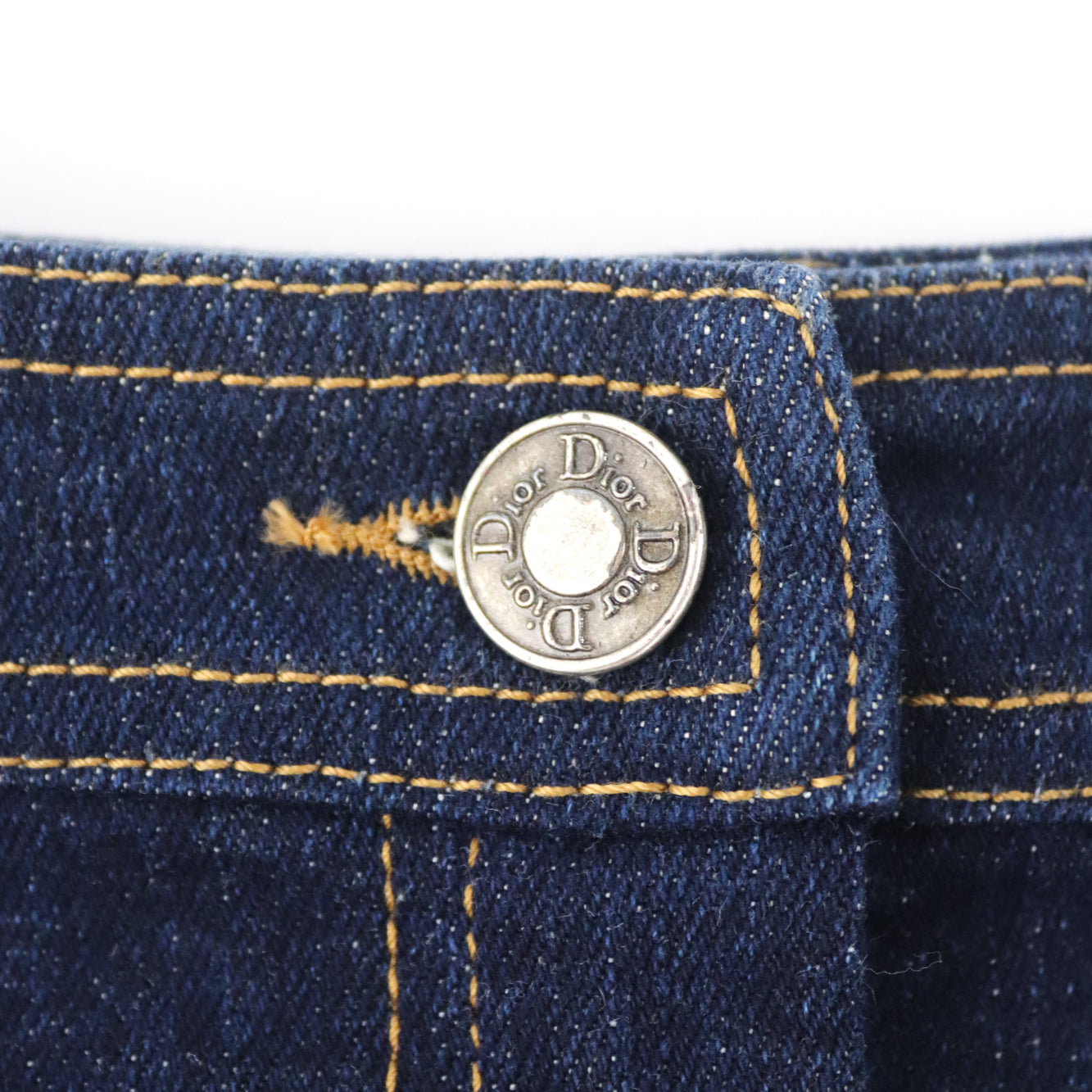 Vintage 2005 Christian Dior Boutique Galliano Era Denim Midi Skirt Heart Shaped Pockets / IT 42 (S-M)