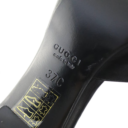 Vintage Gucci by Tom Ford Black Leather Pointed Toe Heels Satin Bow Pumps / 37 (US 7)