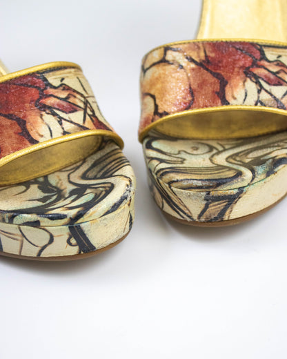 Vintage S/S 2008 Prada Fairy Collection Cervo Lux Wedge Heels / 38 (US 8)