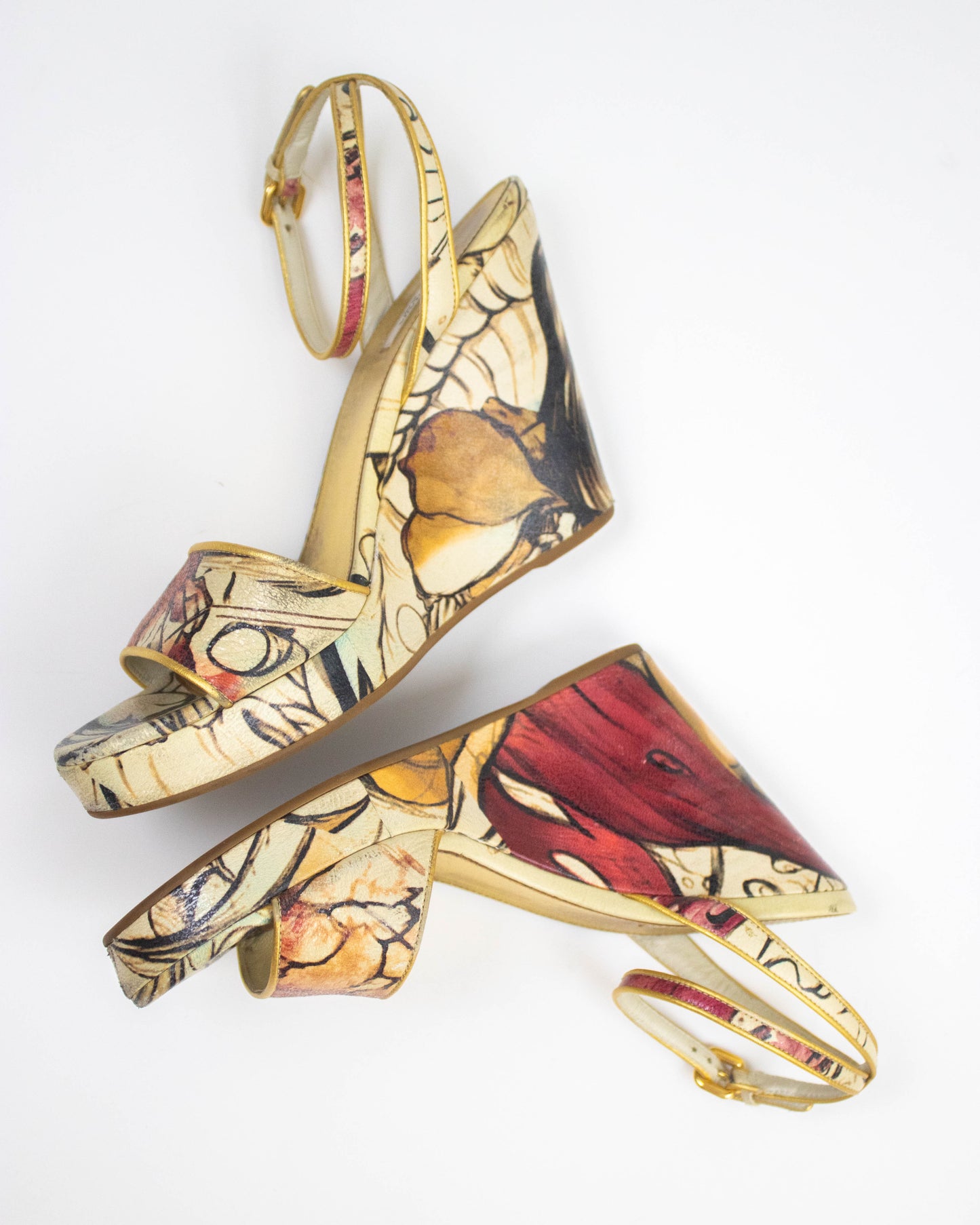 Vintage S/S 2008 Prada Fairy Collection Cervo Lux Wedge Heels / 38 (US 8)