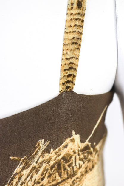 Vintage S/S 1997 Roberto Cavalli Silk Runway Gown Hay Print Long Dress / M