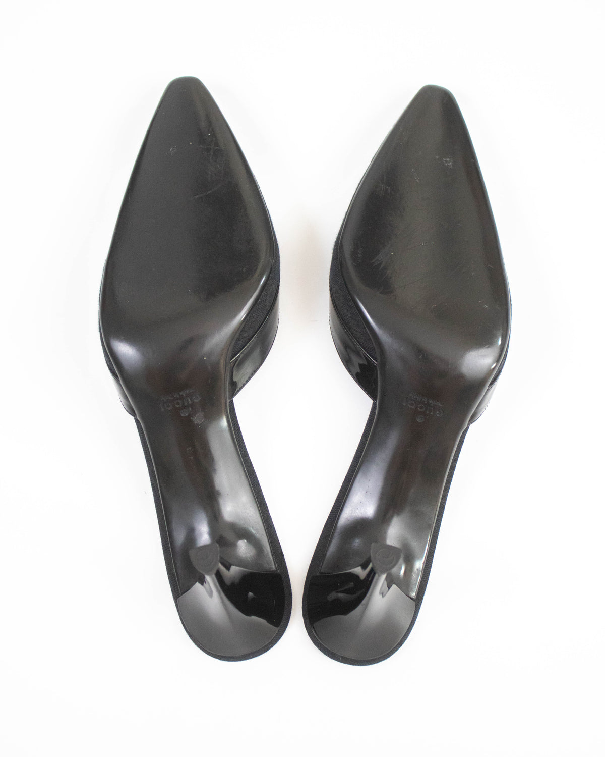 Vintage Gucci Black Monogram Canvas Mule Heels / 38.5 (US 8.5)