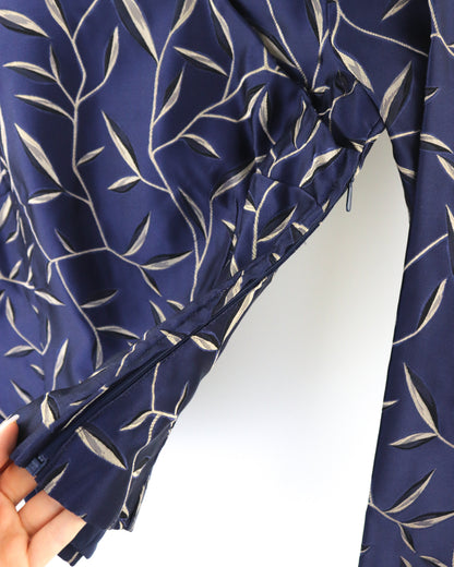 Vintage S/S 1997 Prada Blue Silk Jacquard Bamboo Chinoiserie Runway Blouse / IT 40 (XS)