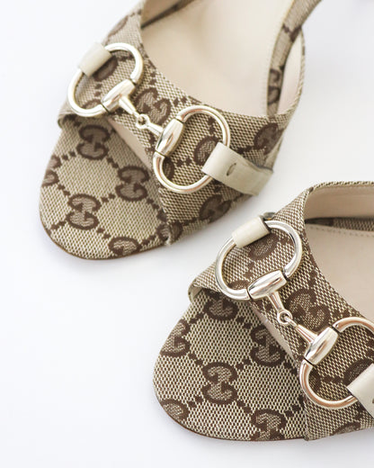 Vintage 2000s Gucci GG Monogram Canvas Mule Heels Horsebit Detail / 36 (US 6)