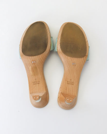 Vintage 2000s Gucci Blue GG Monogram Canvas Clog Mules / 36.5 (US 6.5)