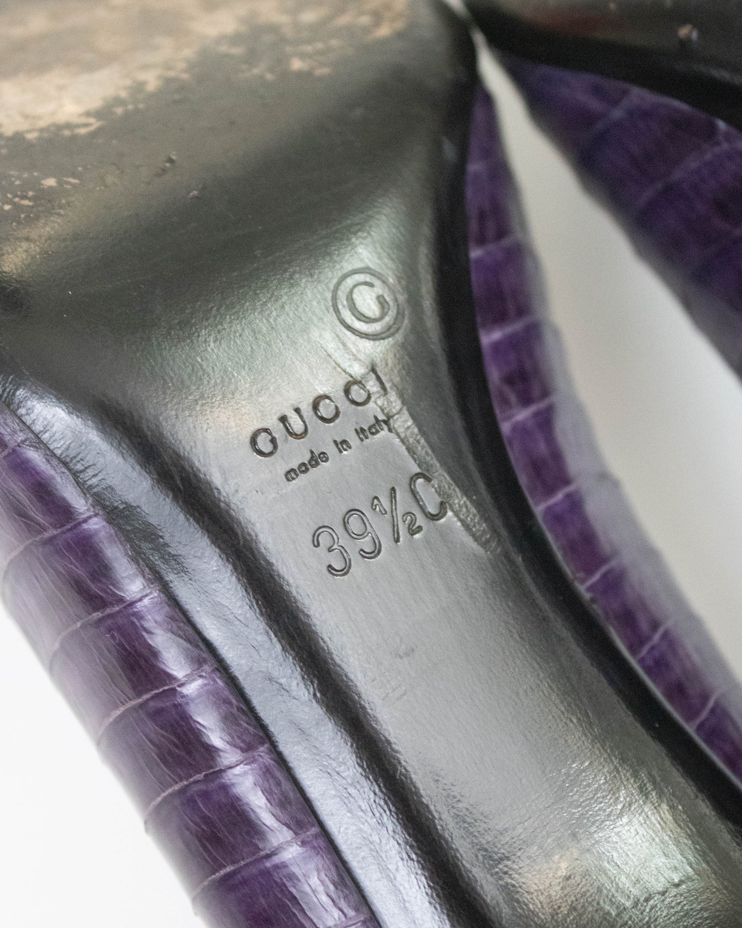Vintage Gucci Purple Snakeskin Pattern Pumps G Letter Detail / 39.5 (US 9.5)