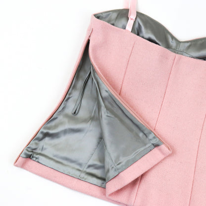 Vintage 2000s Miu Miu Prada Baby Pink Wool Mohair Bustier Top / IT 42 (S)