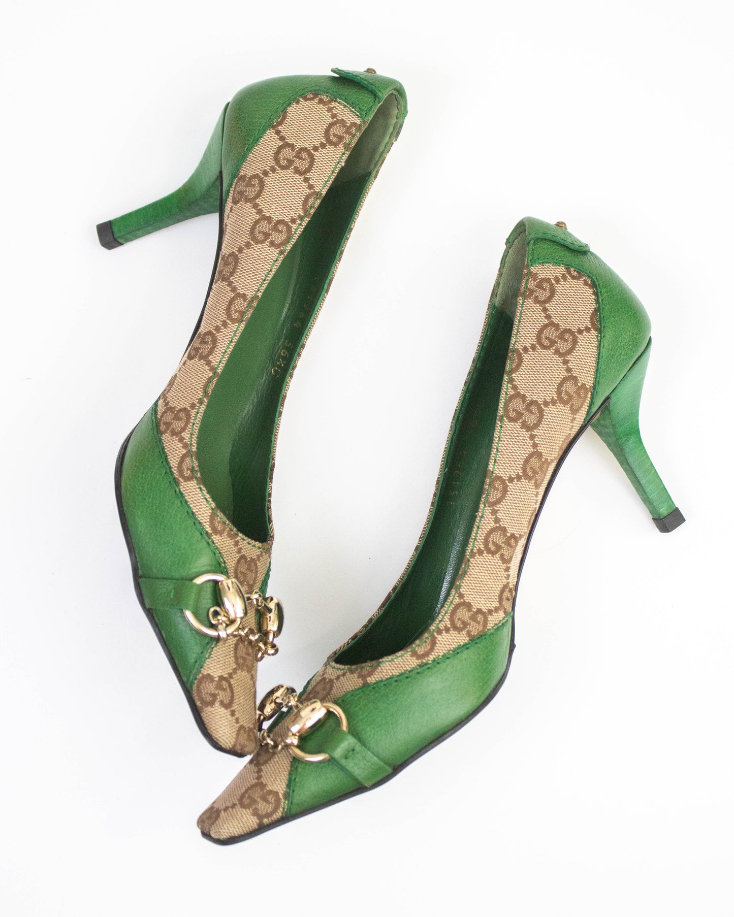 Vintage Gucci Monogram Canvas Pumps Chain Detail / 36.5 (US 6.5)