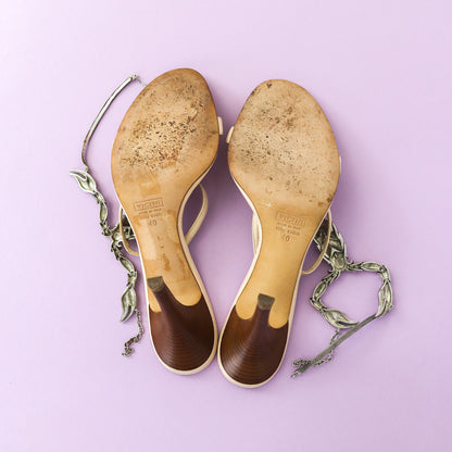 Vintage Vicini Giuseppe Zanotti Leather Sandals Scorpion Charm Heels Mules / 40 (US 10)