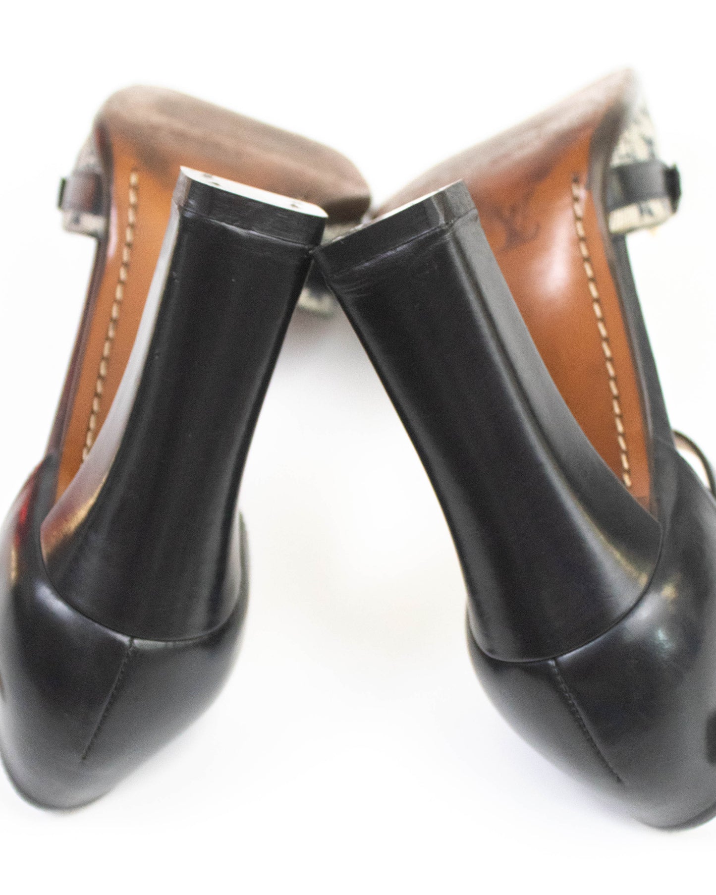 Vintage 2001 Louis Vuitton Navy Mini Lin Monogram Mary Jane Heels / 36.5 (US 6.5)