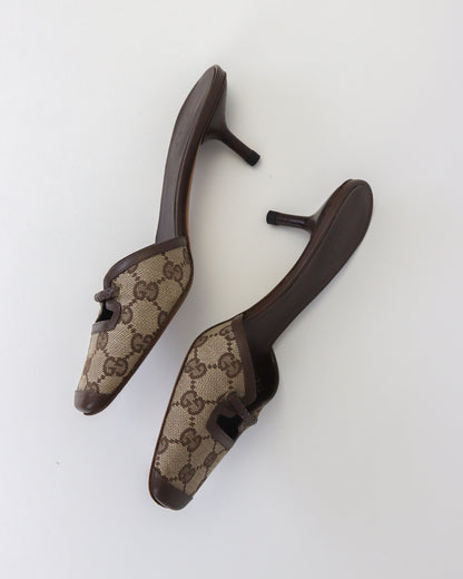 Vintage 2000s Gucci Classic GG Monogram Kitten Heel Mules / 36 (US 6)