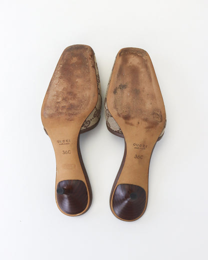 Vintage 2000s Gucci Classic GG Monogram Kitten Heel Mules / 36 (US 6)