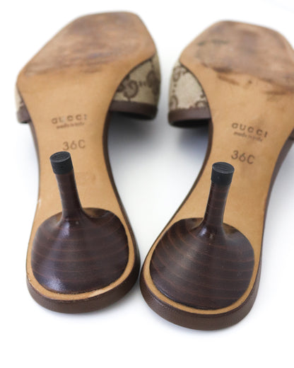 Vintage 2000s Gucci Classic GG Monogram Kitten Heel Mules / 36 (US 6)