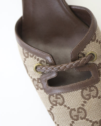 Vintage 2000s Gucci Classic GG Monogram Kitten Heel Mules / 36 (US 6)