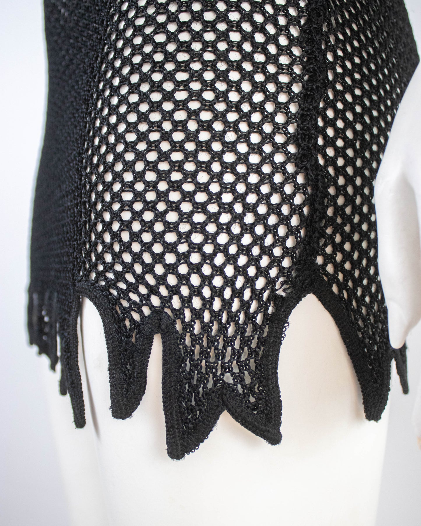 Vintage S/S 1994 Rifat Ozbek Runway Spiky Mesh Mini Dress / S