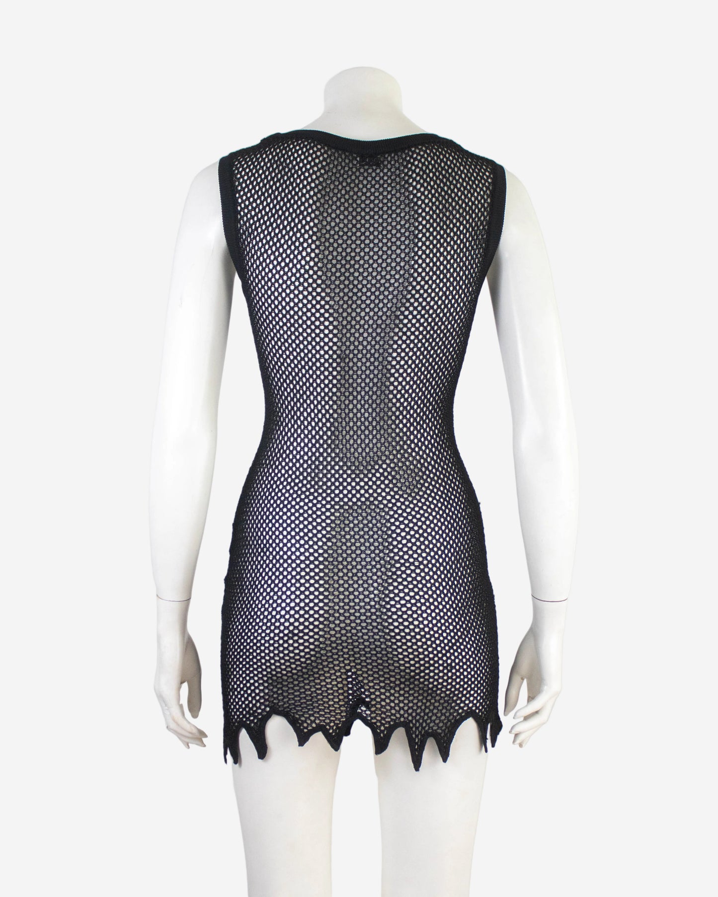 Vintage S/S 1994 Rifat Ozbek Runway Spiky Mesh Mini Dress / S