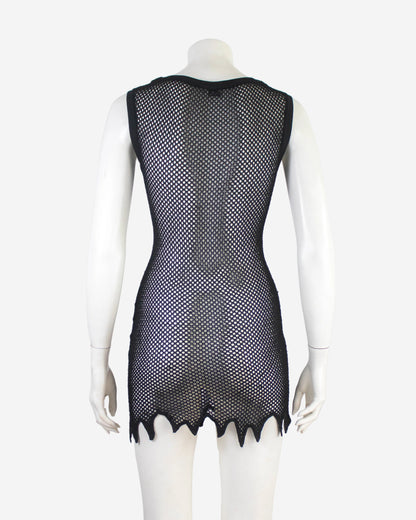Vintage S/S 1994 Rifat Ozbek Runway Spiky Mesh Mini Dress / S