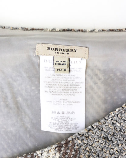 Vintage Burberry Grey Nova Check Thick Textured Wool Wrap Kilt Skirt / IT 40 (S)